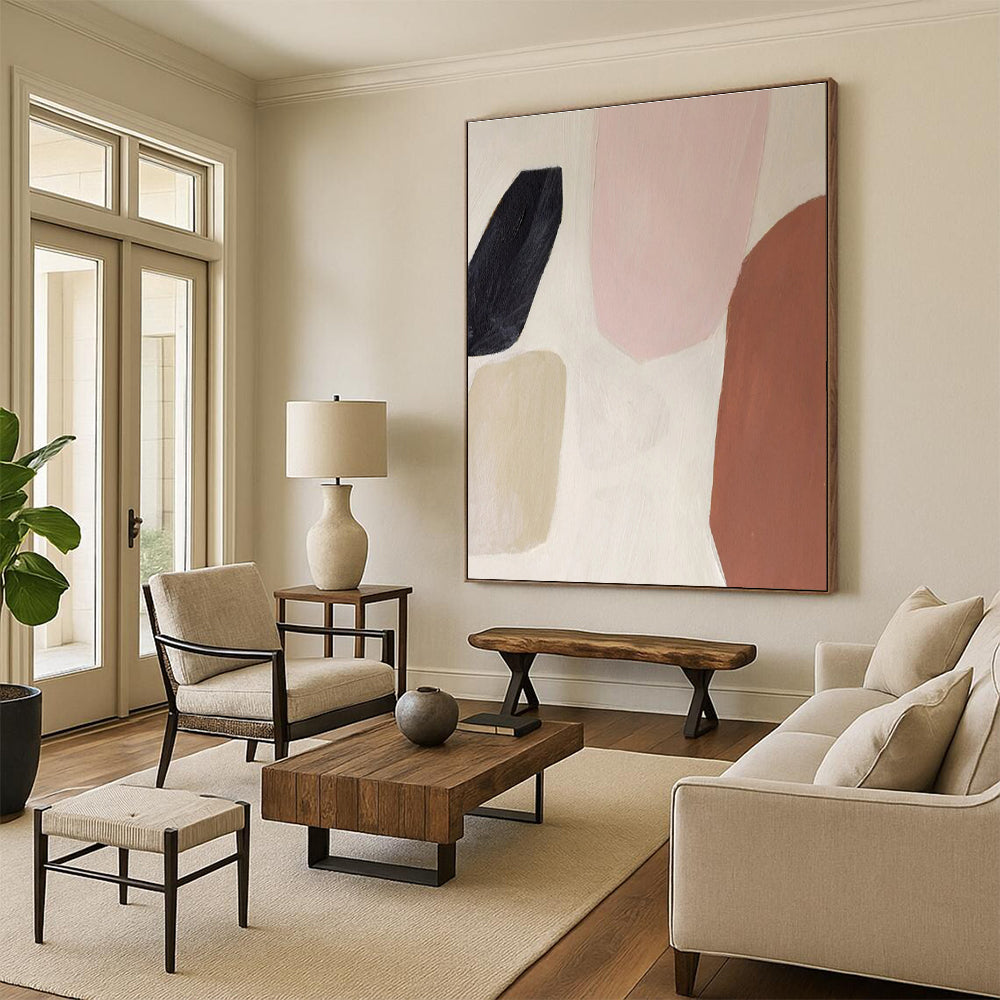 Hand Painted Art Soft Pastel Shapes Abstract Art, Paintings For House HS548