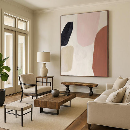 Hand Painted Art Soft Pastel Shapes Abstract Art, Paintings For House HS548