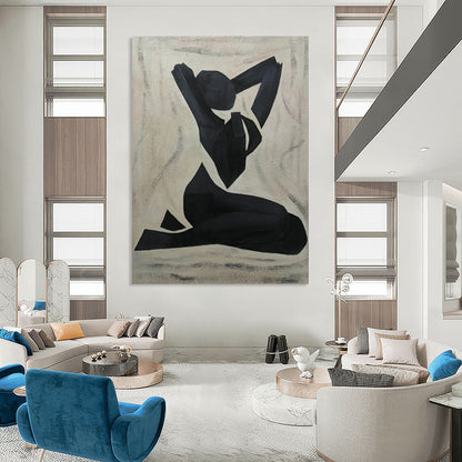 Black, Beige Abstract Figurative Art For Living Room and Art Studio WS425