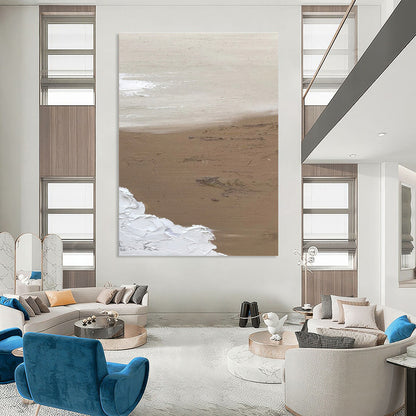 White, Beige Abstract Textured Art For Living Room and Bedroom WS458