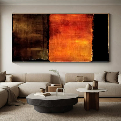 Gaint Canvas Art Orange and Brown Abstract Textured Painting For Sale HS104