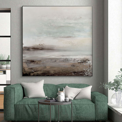 Gaint Canvas Art Gray & Beige Textured Landscape, Oversized Abstract Wall Art HS237