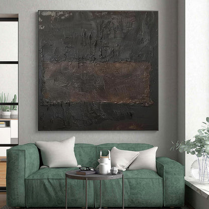 Gaint Canvas Art Black & Brown Textured Abstract, Oversized Abstract Wall Art HS303
