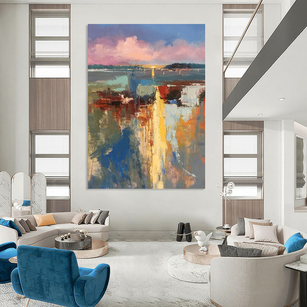Multicolor Abstract Landscape Art For Living Room and Sunroom WS427