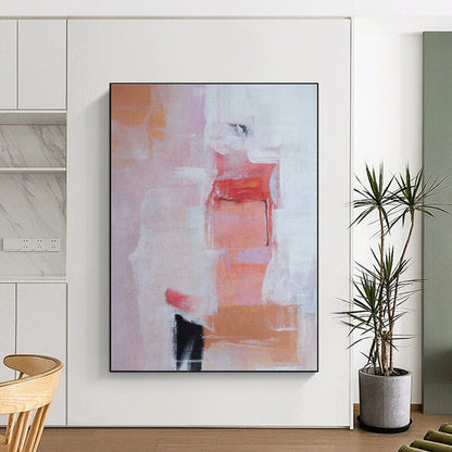 Hand-Painted Pink & Orange Textured Abstract, Acrylic Modern Art Painting HS357