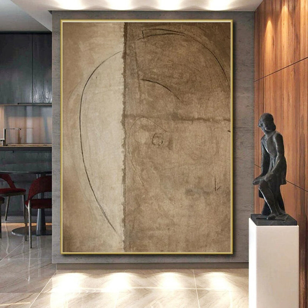 Monochromatic Minimalist Line Abstract Drawing HS563