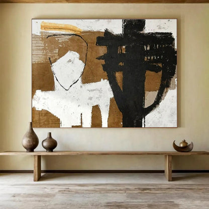 Brown, Black, White Abstract Figurative-Inspired Art For Sale WB383