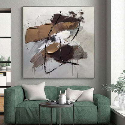 Handmade Art Neutral Tones with Textured Strokes Abstract Art HS584