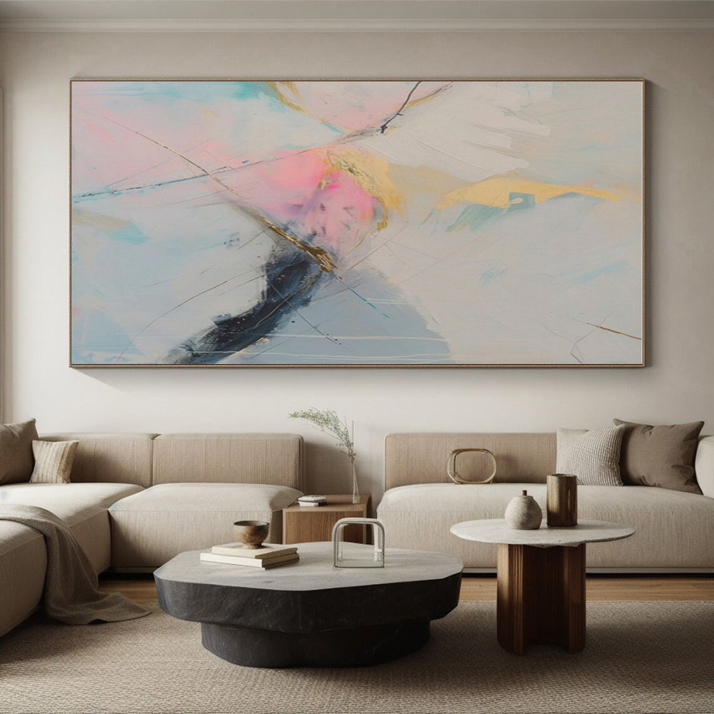 Handmade Art Pastel Tones with Gold Accents Abstract Art HS716