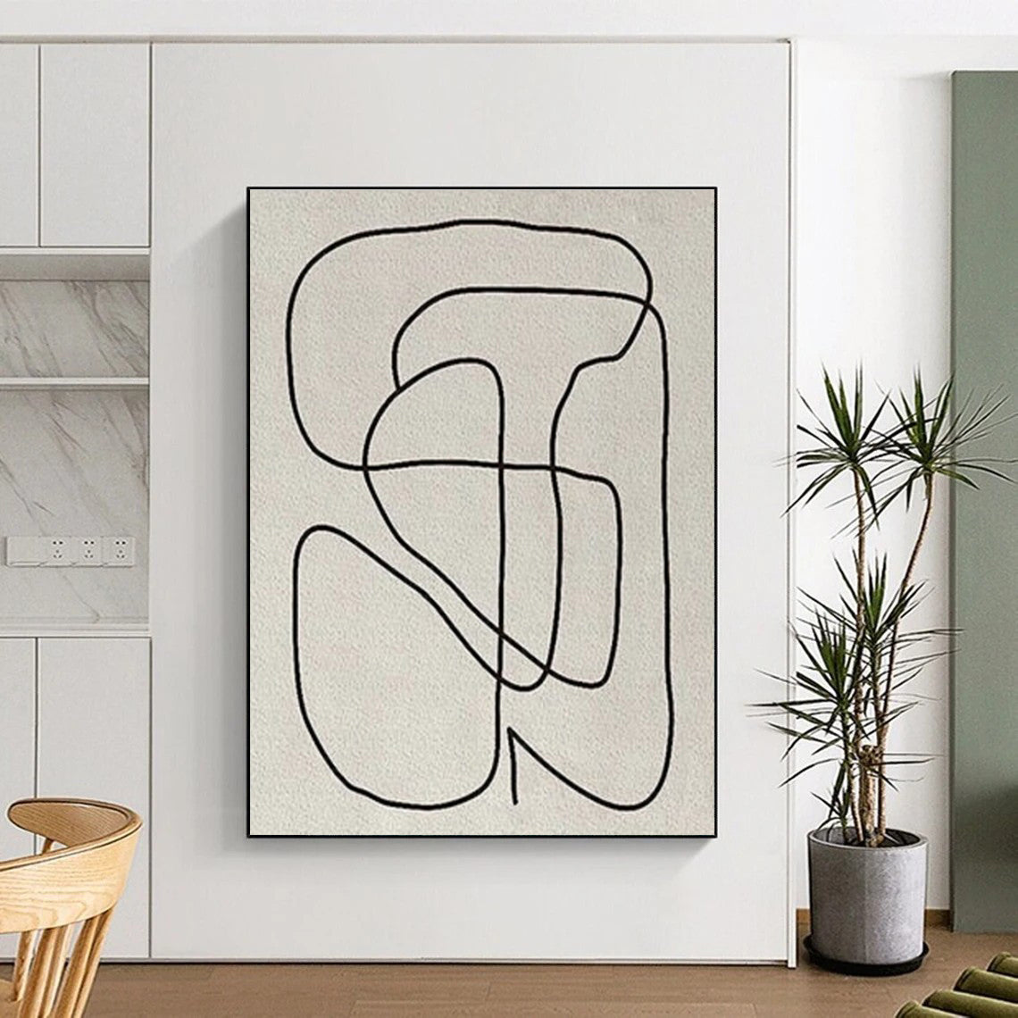 Hand Painting Single Line Abstract Art, Minimalist Canvas Art HS557