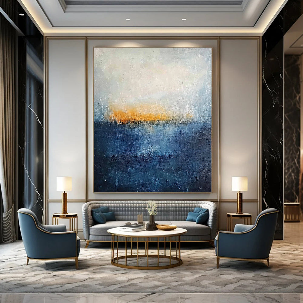 Blue, White Abstract Seascape Art For Bathroom and Coastal-Themed Living Room WS430