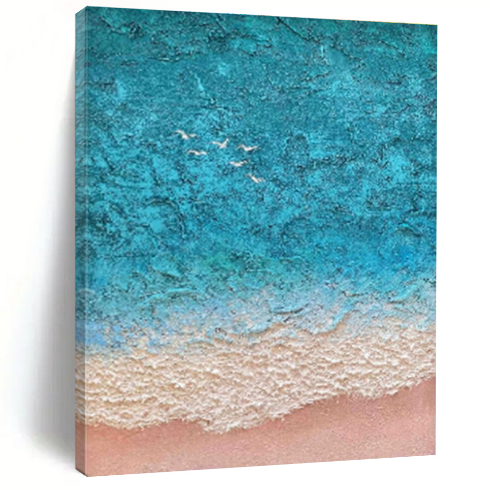 Oversized Abstract Wall Art with Gray, Beige and Blue Colors, Textured Abstract Theme HS497