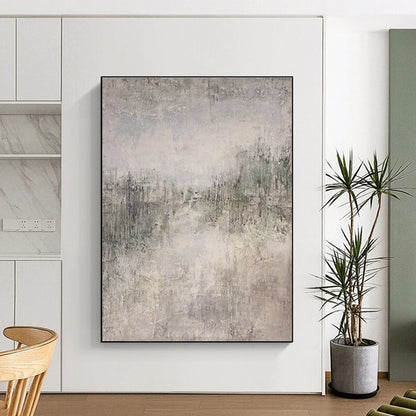 Gray and Beige Textured Abstract Landscape Painting For Sale Online WS489
