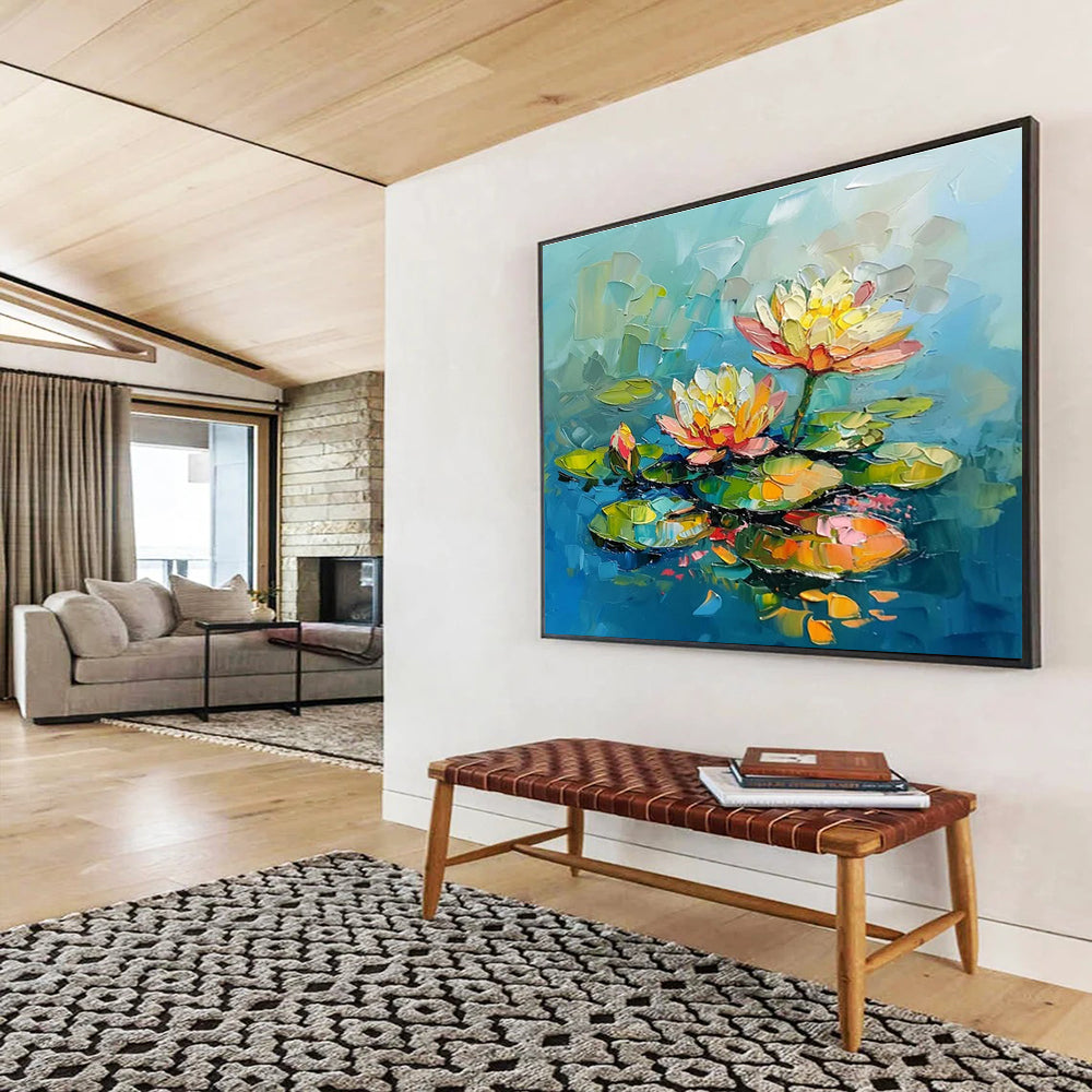 Big Size Multicolor Abstract Water Lily Painting WB205