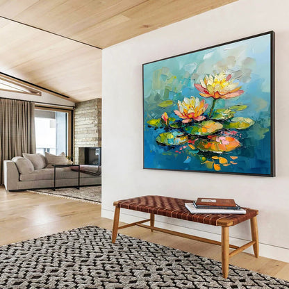 Big Size Multicolor Abstract Water Lily Painting WB205