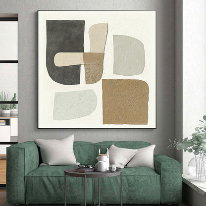 Hand Painting Neutral Geometric Shapes Abstract Art HS186