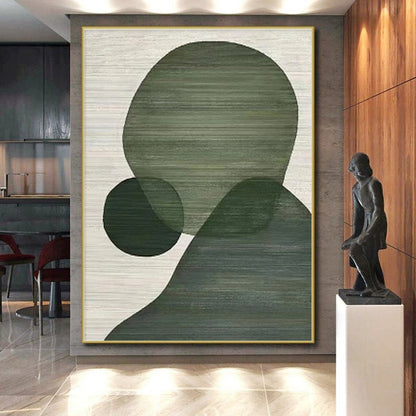 Gaint Canvas Art Green Geometric Abstract, Oversized Abstract Wall Art HS334