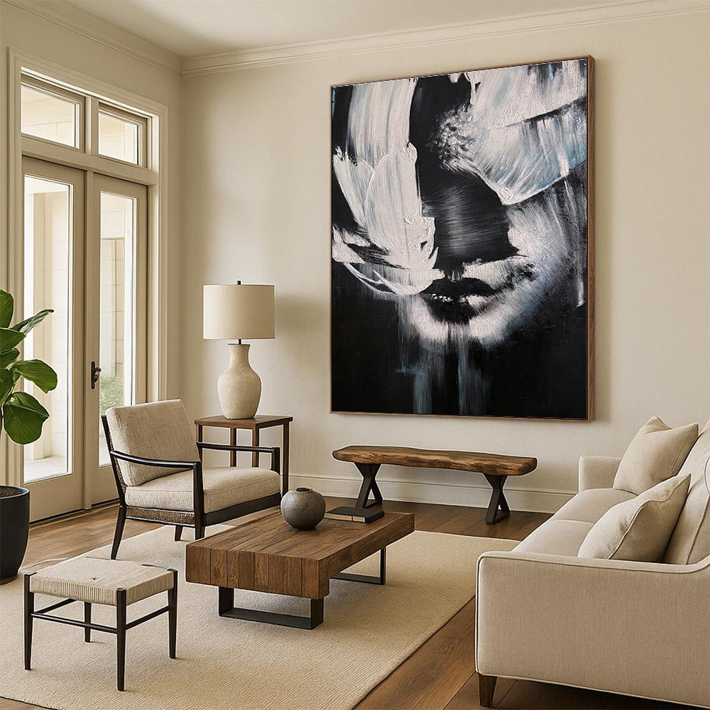 Black, White Abstract Figurative Art For Bedroom and Art Studio WS452