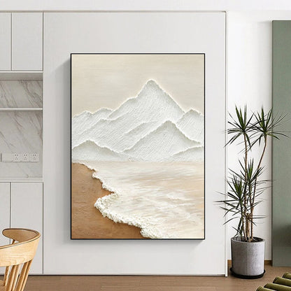 Beige, White Abstract Landscape Art For Living Room and Bedroom WS449