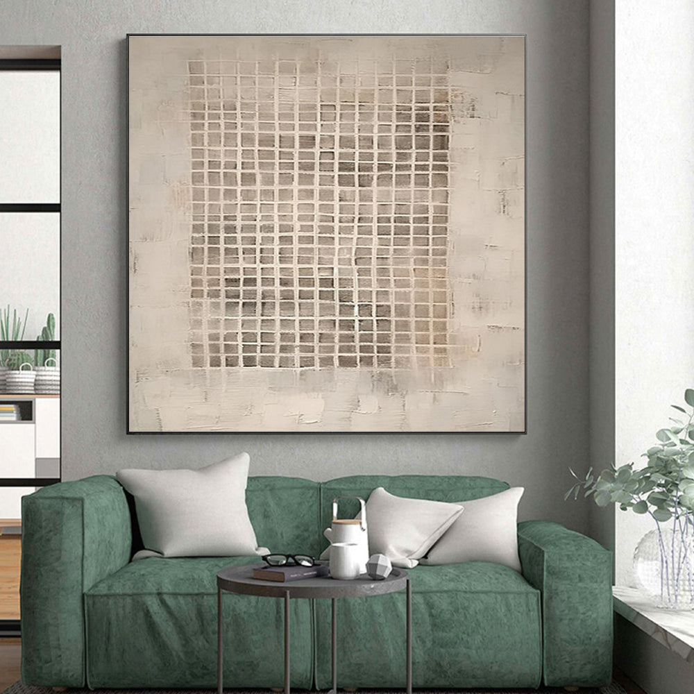 Unique Abstract Art Beige & Gray Textured Abstract, Minimalist Canvas Art HS299