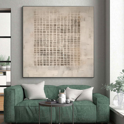Unique Abstract Art Beige & Gray Textured Abstract, Minimalist Canvas Art HS299
