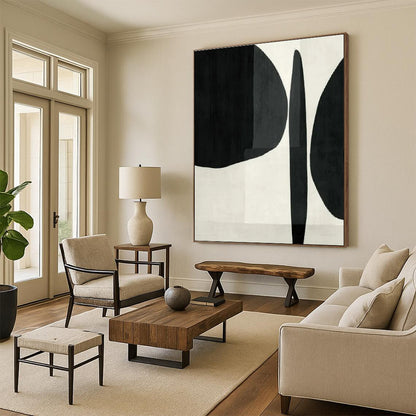 Minimalist Canvas Art Black and White Geometric Abstract Painting On Canvas HS781