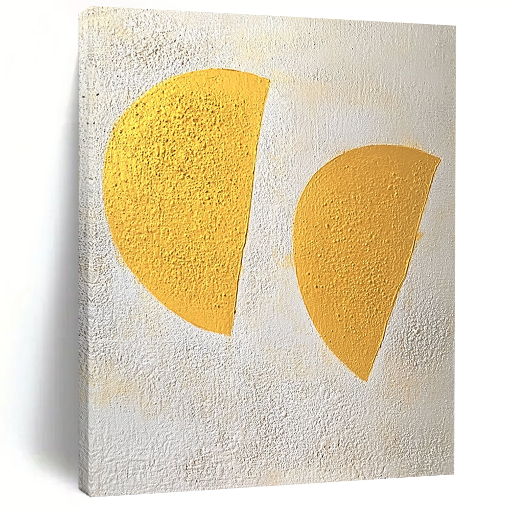 Hand-Painted Yellow Geometric Shapes Textured Abstract Art HS191