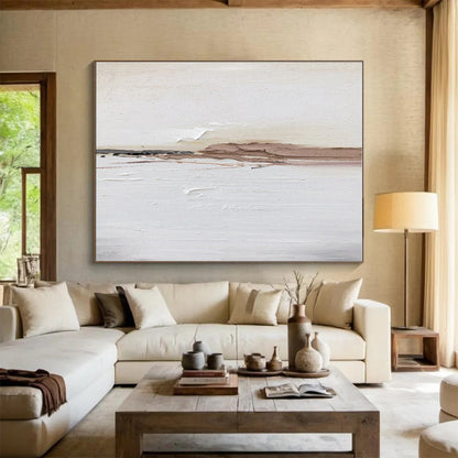 Oversized Canvas Art Beige and Brown Abstract Textured Painting WB156