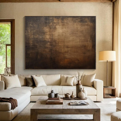 Minimalist Canvas Art Brown Textured Abstract Art HS623