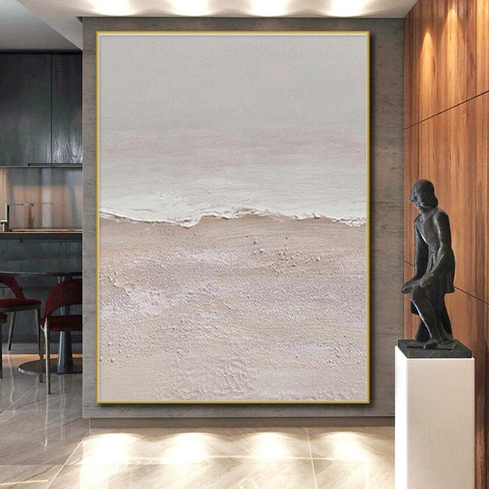 Large Size Textured Neutral Coastal Abstract Art, Cool Abstract Paintings HS550