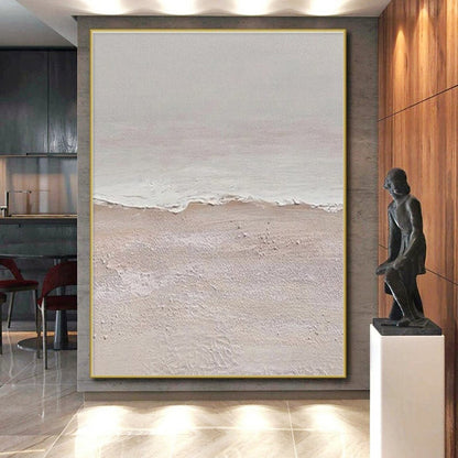 Large Size Textured Neutral Coastal Abstract Art, Cool Abstract Paintings HS550