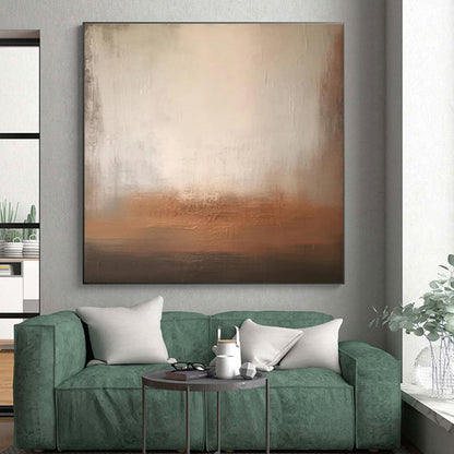 Minimalist Canvas Art with Beige, Brown and Gray Colors, Abstract Landscape Theme HS480