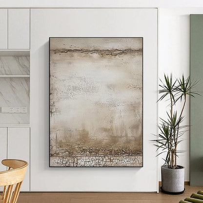Gaint Canvas Art Beige Textured Abstract, Oversized Abstract Wall Art HS297
