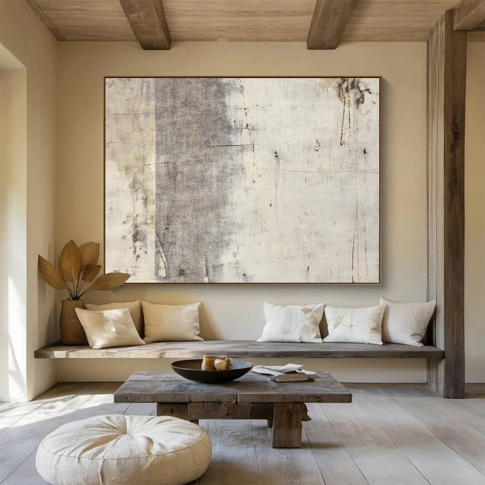 Horizontal Gray Textured Abstract Art WB256