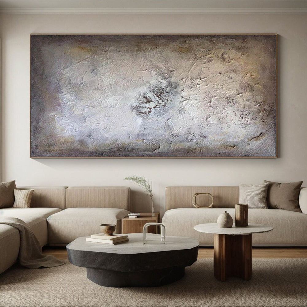 Minimalist Canvas Art Beige & Gray Textured Abstract, Handmade Art HS252