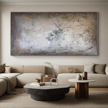 Minimalist Canvas Art Beige & Gray Textured Abstract, Handmade Art HS252