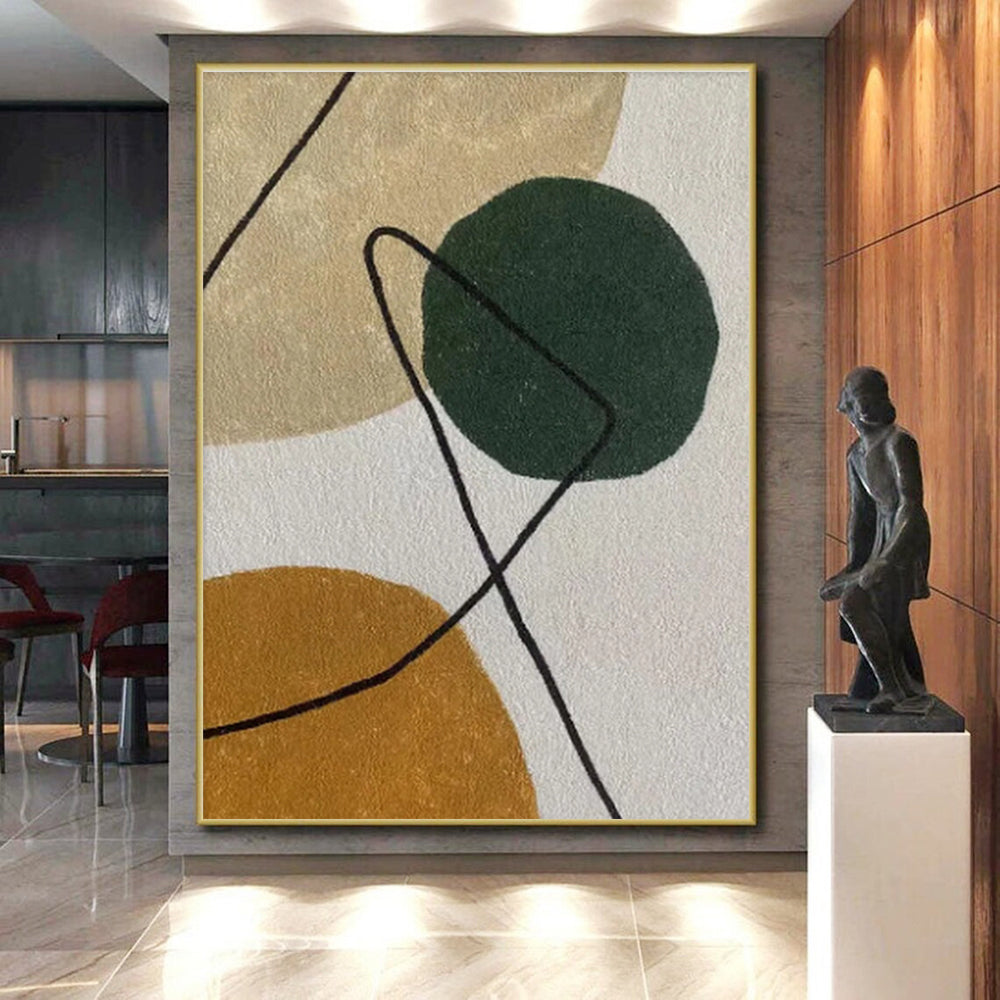 Hand Painted Art Green, Brown & Beige Organic Abstract, Acrylic Modern Art Paintings HS435