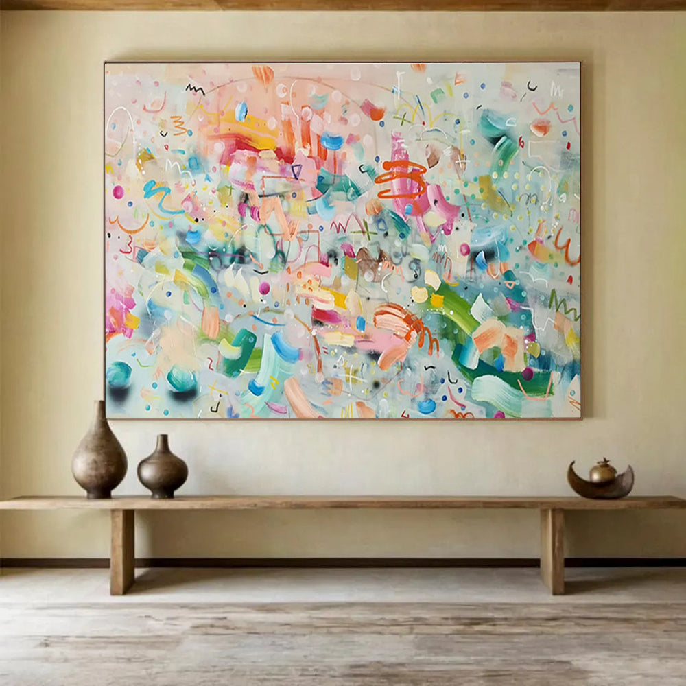 Modern Art Abstract Paintings Pastel and Bright Colors Playful Abstract Painting WB333