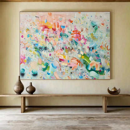 Modern Art Abstract Paintings Pastel and Bright Colors Playful Abstract Painting WB333