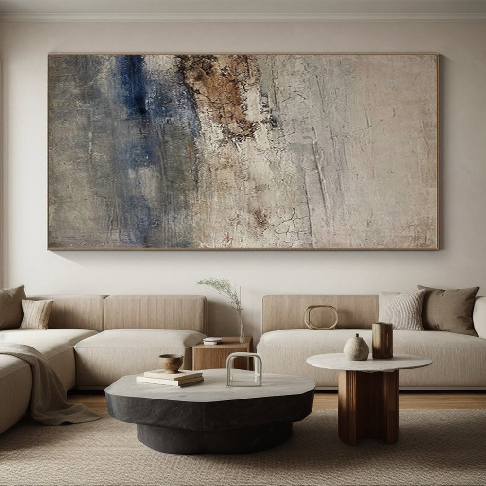 Hand-Painted Gray, Brown & Blue Textured Abstract, Acrylic Modern Art Painting HS321