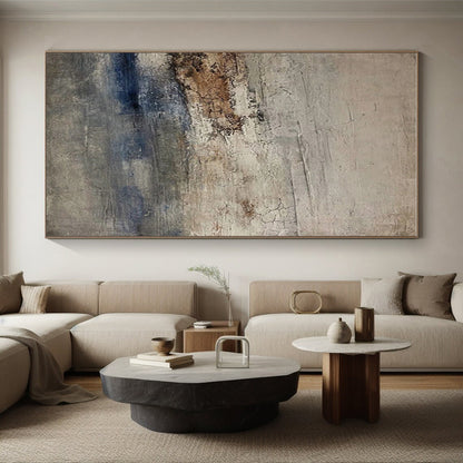 Hand-Painted Gray, Brown & Blue Textured Abstract, Acrylic Modern Art Painting HS321