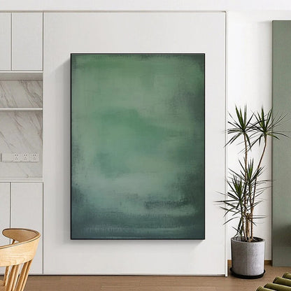 Hand-Painted Unique Abstract Art with Shades of Green, Soft Blurry Textures - Acrylic Modern Art Painting HS501