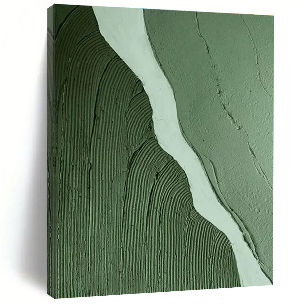 Handmade Art Green Textured Abstract Wave-Like Art, Large Contemporary Wall Art HS543