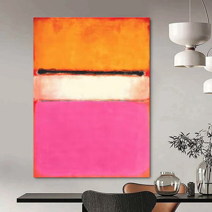 Orange, Pink, and Black Abstract Color Block Painting For Sale Online WS495