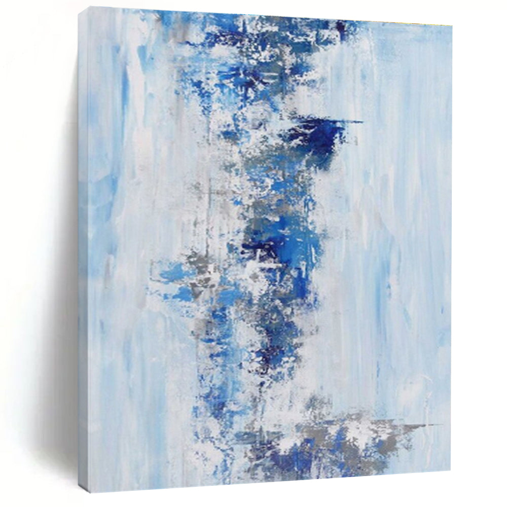 Hand Painted Art Blue & Gray Textured Abstract, Acrylic Modern Art Paintings HS294