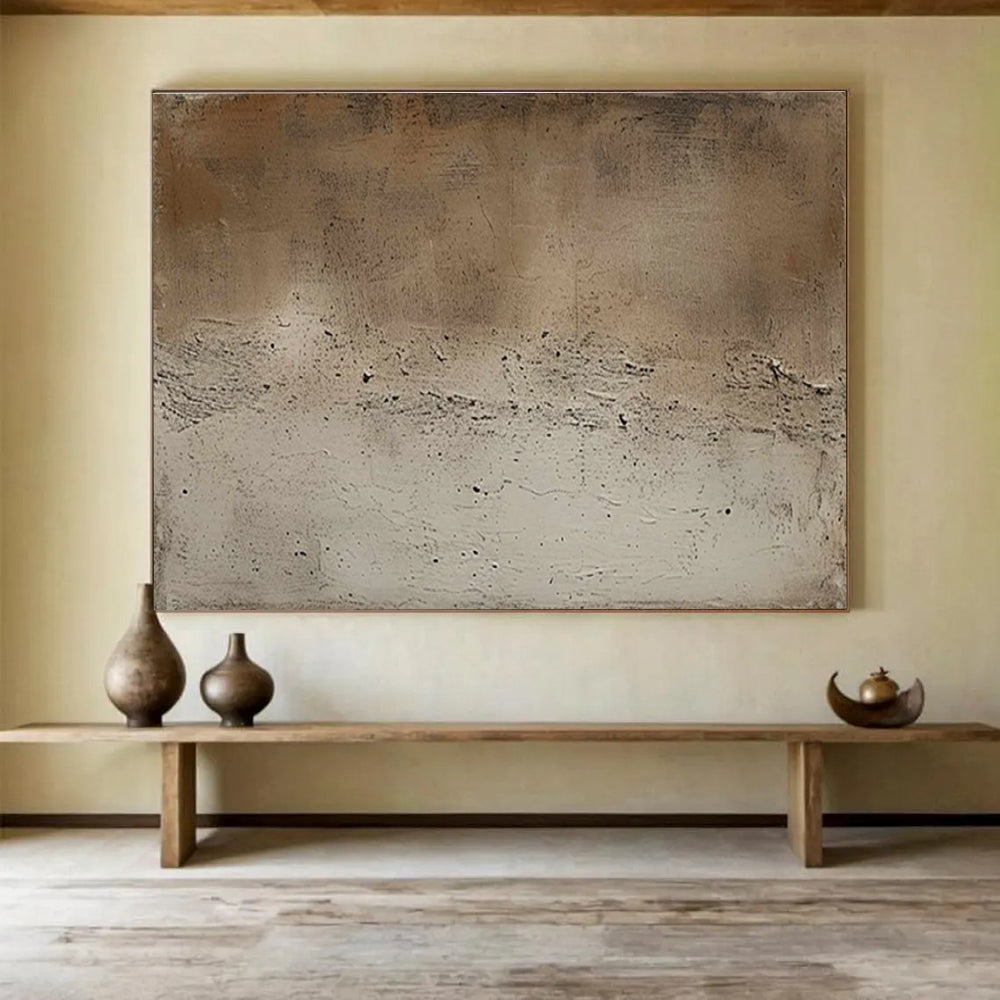 Horizontal Brown and Beige Textured Abstract Art WB227