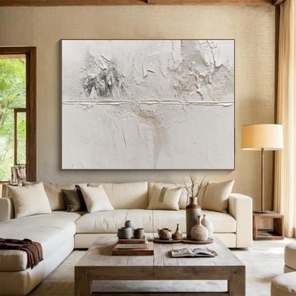 Hand-Painted White & Gray Textured Abstract, Acrylic Modern Art Painting HS327