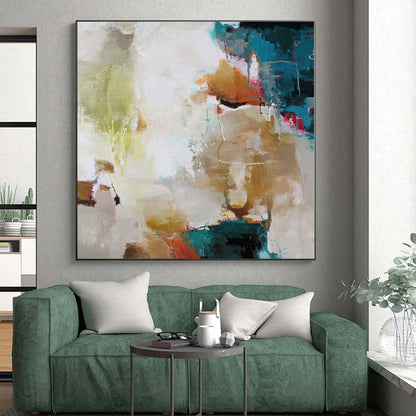 Hand-Painted Multicolor Abstract Expressionist Painting For Sale HS012