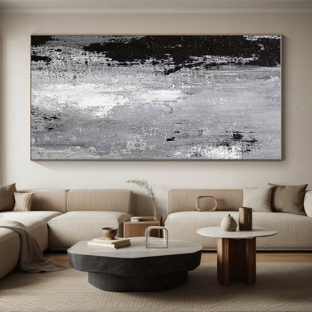 Cool Abstract Paintings Gray and Black Textured Abstract Art HS705