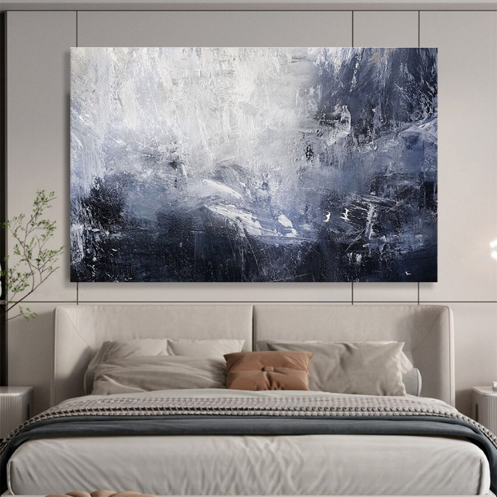 Blue, Gray, White Abstract Textured Art For Sale WB388